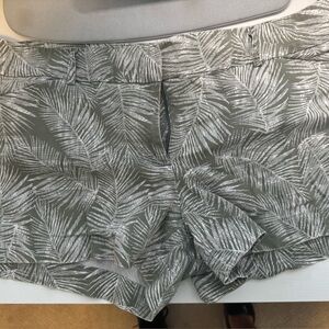 White House Black Market Green and White Patterned Shorts